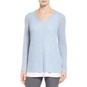 Elieen Fisher Organic Linen V Neck Sweater